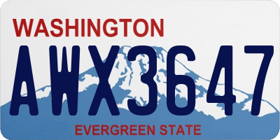WA license plate AWX3647