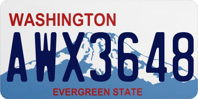 WA license plate AWX3648