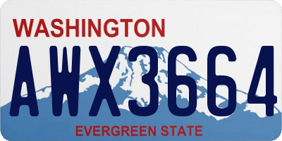 WA license plate AWX3664