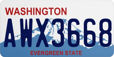 WA license plate AWX3668
