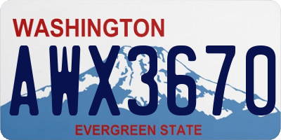 WA license plate AWX3670