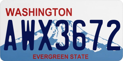 WA license plate AWX3672