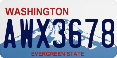 WA license plate AWX3678