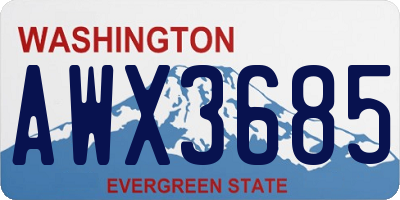 WA license plate AWX3685