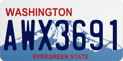 WA license plate AWX3691