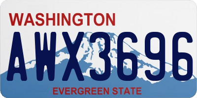 WA license plate AWX3696