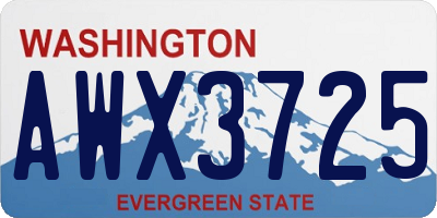 WA license plate AWX3725