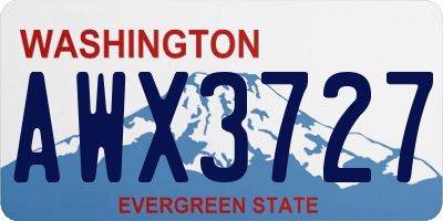 WA license plate AWX3727