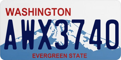 WA license plate AWX3740