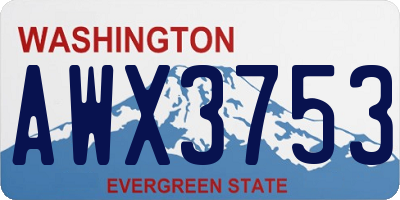 WA license plate AWX3753
