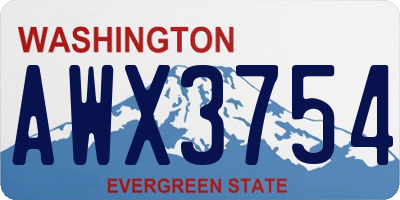 WA license plate AWX3754