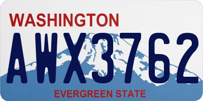WA license plate AWX3762