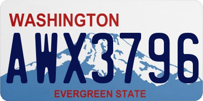 WA license plate AWX3796