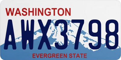 WA license plate AWX3798