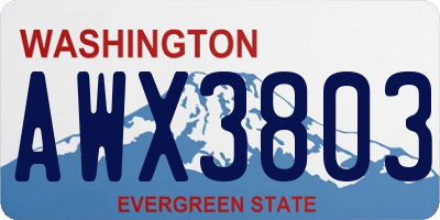 WA license plate AWX3803