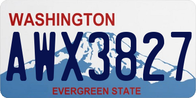 WA license plate AWX3827