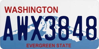 WA license plate AWX3848