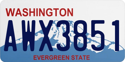 WA license plate AWX3851
