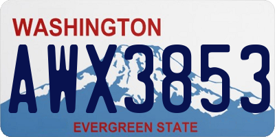 WA license plate AWX3853