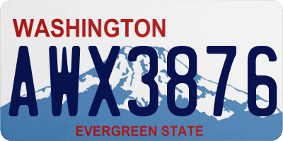WA license plate AWX3876