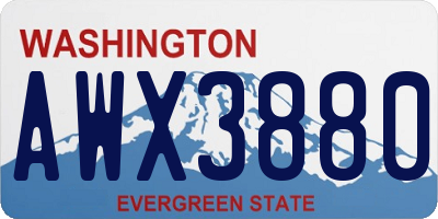 WA license plate AWX3880