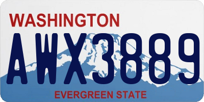 WA license plate AWX3889
