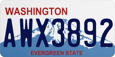 WA license plate AWX3892