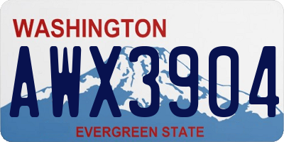 WA license plate AWX3904