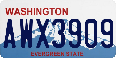 WA license plate AWX3909