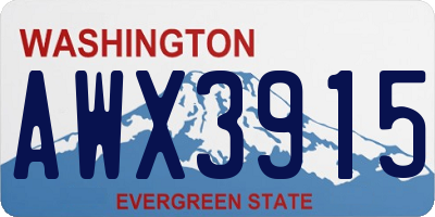 WA license plate AWX3915