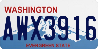 WA license plate AWX3916