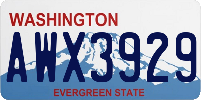 WA license plate AWX3929