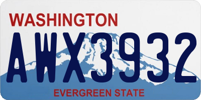 WA license plate AWX3932