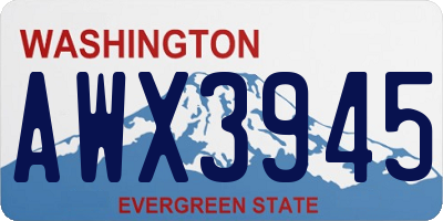 WA license plate AWX3945