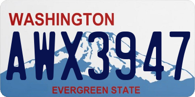 WA license plate AWX3947
