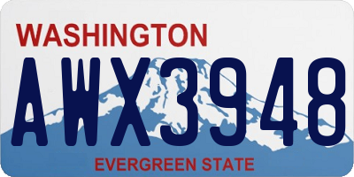 WA license plate AWX3948