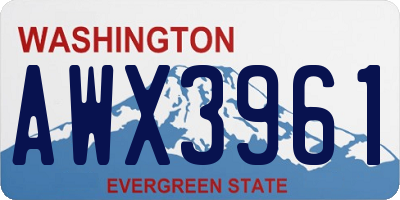 WA license plate AWX3961