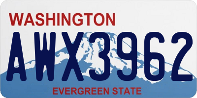 WA license plate AWX3962