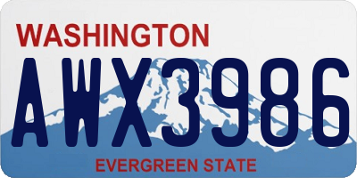 WA license plate AWX3986