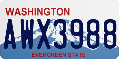 WA license plate AWX3988