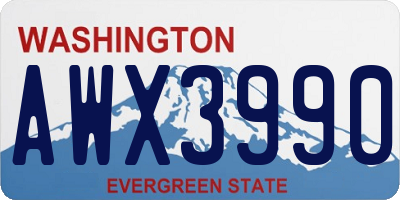 WA license plate AWX3990