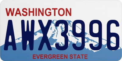 WA license plate AWX3996