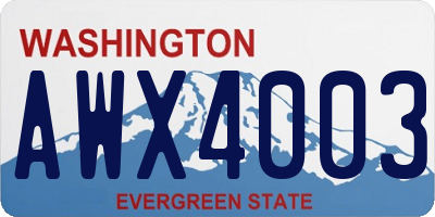 WA license plate AWX4003