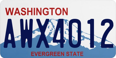 WA license plate AWX4012