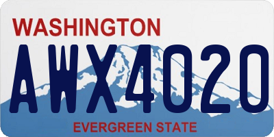 WA license plate AWX4020