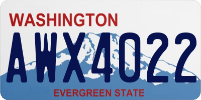 WA license plate AWX4022