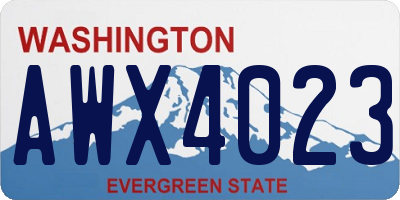 WA license plate AWX4023