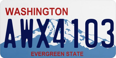 WA license plate AWX4103