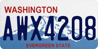 WA license plate AWX4208