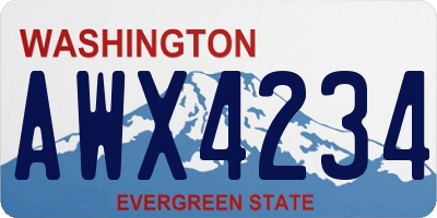 WA license plate AWX4234